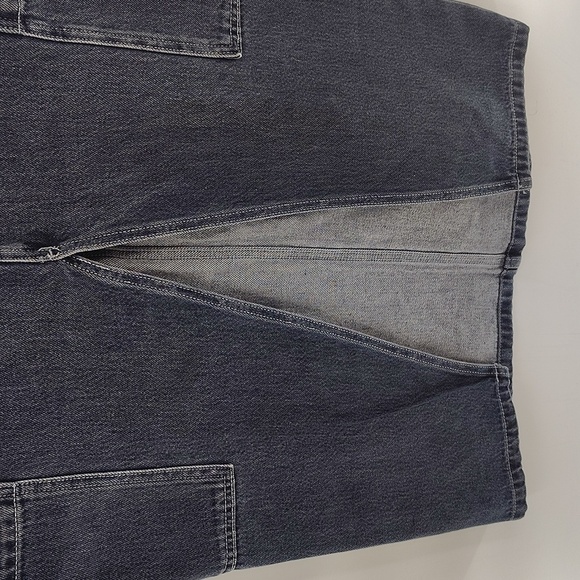 Old Navy Drapey Denim Mid Rise Size 10 Midi Denim Skirt Split Front - Picture 2 of 6